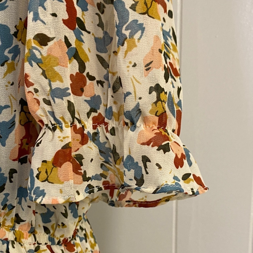 Prairiecore Floral Dress Romantic Vintage Inspired Flowy Feminine Ruffle | Large - Picture 10 of 15